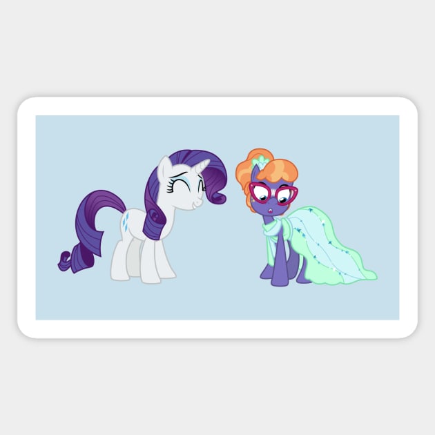 Rarity puts Frazzle Rock in a dress 1 Sticker by CloudyGlow